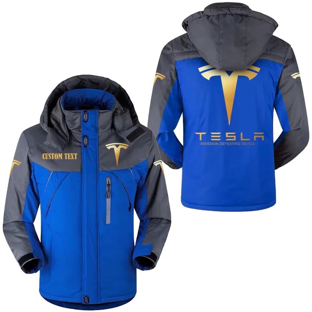 tesla motors hooded fleece long jacket hflj0112312133 car all over print hooded fleece long jacket blue seezj