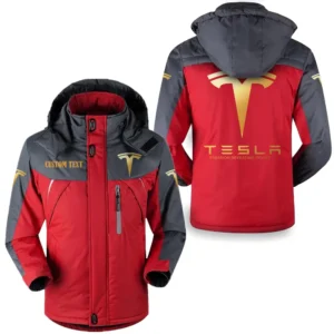 Motorcycles Fans Gift Outdoor Charging Suit, Hooded Fleece Long Jacket Exclusive Logo For Car Enthusiants, Custom Name HFLJ0112312133 - Red