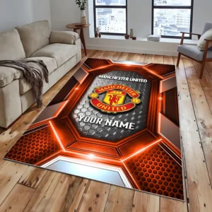 Football Fans Gift Rug, All Over Print Carpet For Sport Fan, Custom Name EPL122082225021-Orange
