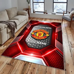 Football Fans Gift Rug, All Over Print Carpet For Sport Fan, Custom Name EPL122082225021-Red