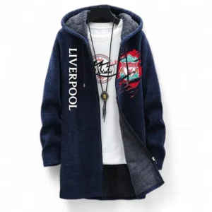 Football Fans Gift Fleece Windbreaker Jacket, All Over Print Soft-Lined Windproof Jacket For Sport Fan EPL127082625000-Blue