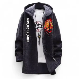 Football Fans Gift Fleece Windbreaker Jacket, All Over Print Soft-Lined Windproof Jacket For Sport Fan EPL127082625002-Black