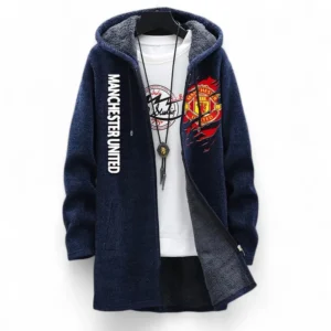Football Fans Gift Fleece Windbreaker Jacket, All Over Print Soft-Lined Windproof Jacket For Sport Fan EPL127082625002-Blue