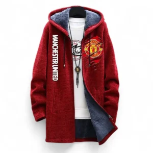 Football Fans Gift Fleece Windbreaker Jacket, All Over Print Soft-Lined Windproof Jacket For Sport Fan EPL127082625002-Red