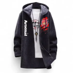 Football Fans Gift Fleece Windbreaker Jacket, All Over Print Soft-Lined Windproof Jacket For Sport Fan EPL127082625003-Black