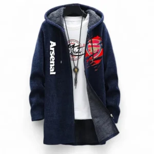 Football Fans Gift Fleece Windbreaker Jacket, All Over Print Soft-Lined Windproof Jacket For Sport Fan EPL127082625003-Blue