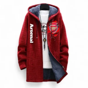 Football Fans Gift Fleece Windbreaker Jacket, All Over Print Soft-Lined Windproof Jacket For Sport Fan EPL127082625003-Red