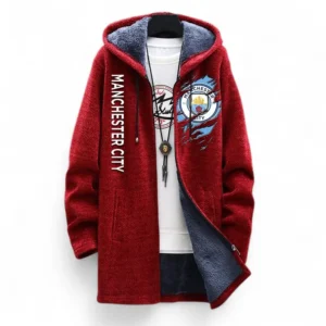 Football Fans Gift Fleece Windbreaker Jacket, All Over Print Soft-Lined Windproof Jacket For Sport Fan EPL127082625004-Red