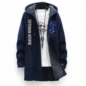 Football Fans Gift Fleece Windbreaker Jacket, All Over Print Soft-Lined Windproof Jacket For Sport Fan EPL127082625005-Blue
