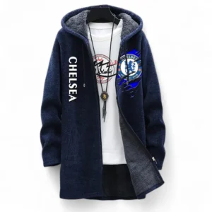 Football Fans Gift Fleece Windbreaker Jacket, All Over Print Soft-Lined Windproof Jacket For Sport Fan EPL127082625007-Blue