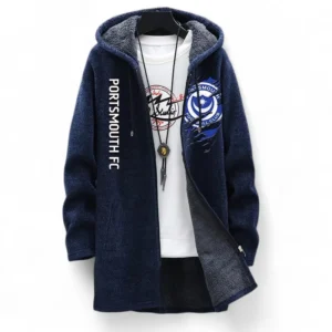 Football Fans Gift Fleece Windbreaker Jacket, All Over Print Soft-Lined Windproof Jacket For Sport Fan EPL127082625009-Blue