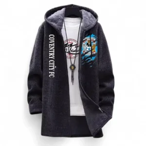 Football Fans Gift Fleece Windbreaker Jacket, All Over Print Soft-Lined Windproof Jacket For Sport Fan EPL127082625017-Black