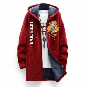 Football Fans Gift Fleece Windbreaker Jacket, All Over Print Soft-Lined Windproof Jacket For Sport Fan EPL127082625022-Red