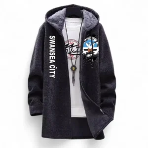 Football Fans Gift Fleece Windbreaker Jacket, All Over Print Soft-Lined Windproof Jacket For Sport Fan EPL127082625031-Black