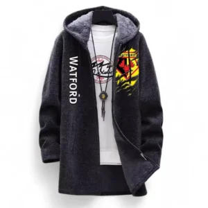 Football Fans Gift Fleece Windbreaker Jacket, All Over Print Soft-Lined Windproof Jacket For Sport Fan EPL127082625032-Black