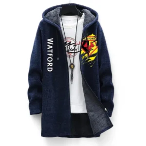 Football Fans Gift Fleece Windbreaker Jacket, All Over Print Soft-Lined Windproof Jacket For Sport Fan EPL127082625032-Blue