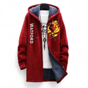 Football Fans Gift Fleece Windbreaker Jacket, All Over Print Soft-Lined Windproof Jacket For Sport Fan EPL127082625032-Red