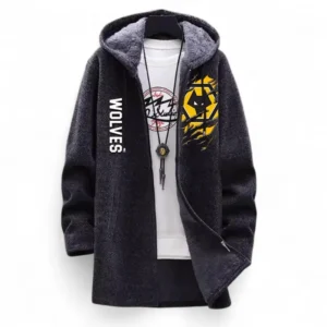 Football Fans Gift Fleece Windbreaker Jacket, All Over Print Soft-Lined Windproof Jacket For Sport Fan EPL127082625035-Black