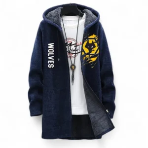 Football Fans Gift Fleece Windbreaker Jacket, All Over Print Soft-Lined Windproof Jacket For Sport Fan EPL127082625035-Blue