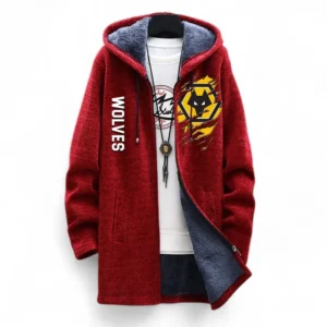 Football Fans Gift Fleece Windbreaker Jacket, All Over Print Soft-Lined Windproof Jacket For Sport Fan EPL127082625035-Red