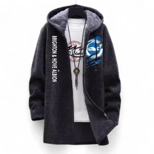 Football Fans Gift Fleece Windbreaker Jacket, All Over Print Soft-Lined Windproof Jacket For Sport Fan EPL127082625037-Black