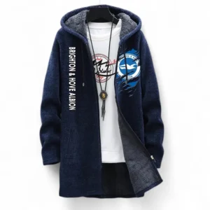 Football Fans Gift Fleece Windbreaker Jacket, All Over Print Soft-Lined Windproof Jacket For Sport Fan EPL127082625037-Blue