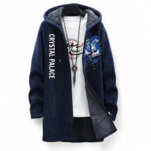 Football Fans Gift Fleece Windbreaker Jacket, All Over Print Soft-Lined Windproof Jacket For Sport Fan EPL127082625038-Blue