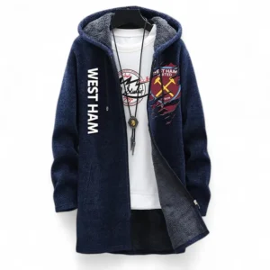 Football Fans Gift Fleece Windbreaker Jacket, All Over Print Soft-Lined Windproof Jacket For Sport Fan EPL127082625041-Blue