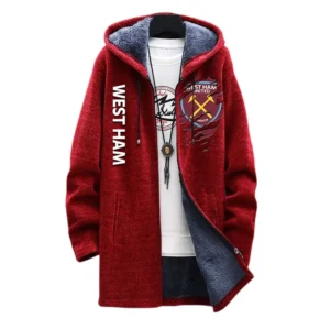 Football Fans Gift Fleece Windbreaker Jacket, All Over Print Soft-Lined Windproof Jacket For Sport Fan EPL127082625041-Red