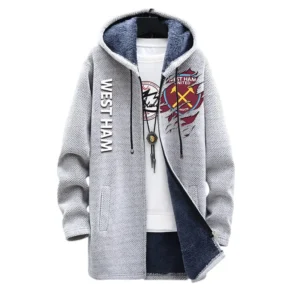 Football Fans Gift Fleece Windbreaker Jacket, All Over Print Soft-Lined Windproof Jacket For Sport Fan EPL127082625041-White