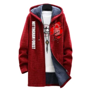 Football Fans Gift Fleece Windbreaker Jacket, All Over Print Soft-Lined Windproof Jacket For Sport Fan EPL127082625042-Red
