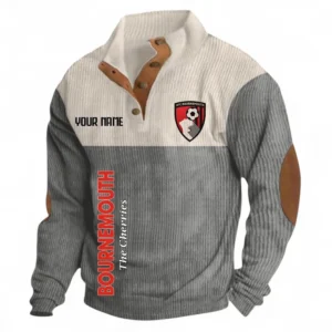 Football Fans Gift Fleece Men's Stand Up Collar Base Shirt, Sweatshirt Exclusive Logo For Sport Fan, Custom Name EPL129082625111-Gray