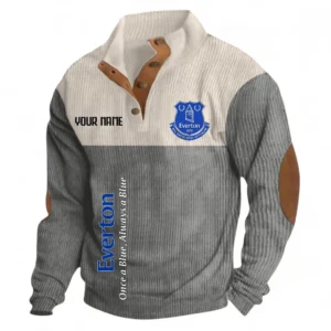 Football Fans Gift Fleece Men's Stand Up Collar Base Shirt, Sweatshirt Exclusive Logo For Sport Fan, Custom Name EPL129082625124-Gray