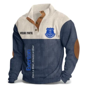 Football Fans Gift Fleece Men's Stand Up Collar Base Shirt, Sweatshirt Exclusive Logo For Sport Fan, Custom Name EPL129082625124-Navy Blue