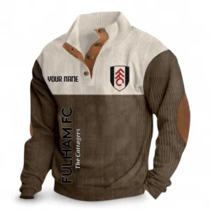 Football Fans Gift Fleece Men's Stand Up Collar Base Shirt, Sweatshirt Exclusive Logo For Sport Fan, Custom Name EPL129082625125-Brown