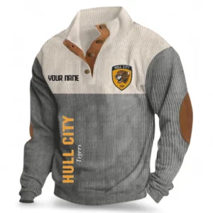 Football Fans Gift Fleece Men's Stand Up Collar Base Shirt, Sweatshirt Exclusive Logo For Sport Fan, Custom Name EPL129082625126-Gray
