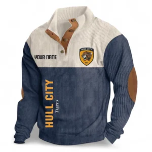 Football Fans Gift Fleece Men's Stand Up Collar Base Shirt, Sweatshirt Exclusive Logo For Sport Fan, Custom Name EPL129082625126-Navy Blue