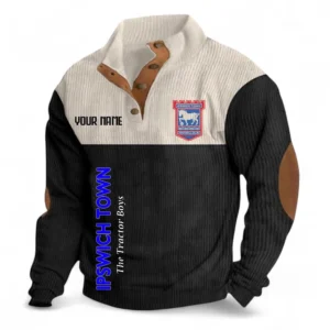 Football Fans Gift Fleece Men's Stand Up Collar Base Shirt, Sweatshirt Exclusive Logo For Sport Fan, Custom Name EPL129082625127-Black