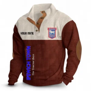 Football Fans Gift Fleece Men's Stand Up Collar Base Shirt, Sweatshirt Exclusive Logo For Sport Fan, Custom Name EPL129082625127-Dark Red