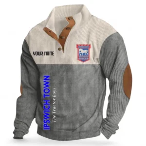 Football Fans Gift Fleece Men's Stand Up Collar Base Shirt, Sweatshirt Exclusive Logo For Sport Fan, Custom Name EPL129082625127-Gray