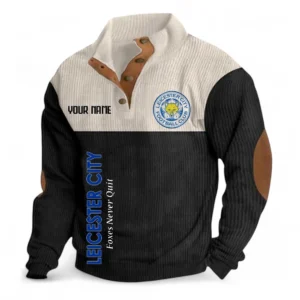 Football Fans Gift Fleece Men's Stand Up Collar Base Shirt, Sweatshirt Exclusive Logo For Sport Fan, Custom Name EPL129082625129-Black