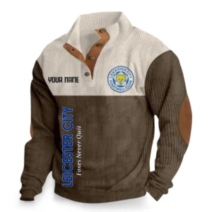 Football Fans Gift Fleece Men's Stand Up Collar Base Shirt, Sweatshirt Exclusive Logo For Sport Fan, Custom Name EPL129082625129-Brown