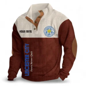 Football Fans Gift Fleece Men's Stand Up Collar Base Shirt, Sweatshirt Exclusive Logo For Sport Fan, Custom Name EPL129082625129-Dark Red