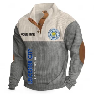 Football Fans Gift Fleece Men's Stand Up Collar Base Shirt, Sweatshirt Exclusive Logo For Sport Fan, Custom Name EPL129082625129-Gray