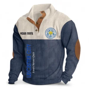 Football Fans Gift Fleece Men's Stand Up Collar Base Shirt, Sweatshirt Exclusive Logo For Sport Fan, Custom Name EPL129082625129-Navy Blue