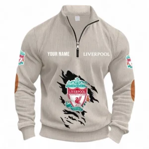 Football Fans Gift Half Zipper Corduroy Sweatshirt, Sweatshirt Exclusive Logo, Custom Name EPL131082825113-Apricot