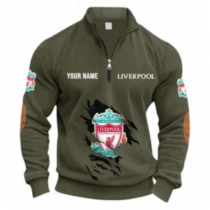 Football Fans Gift Half Zipper Corduroy Sweatshirt, Sweatshirt Exclusive Logo, Custom Name EPL131082825113-Army Green