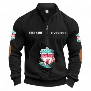 Football Fans Gift Half Zipper Corduroy Sweatshirt, Sweatshirt Exclusive Logo, Custom Name EPL131082825113-Black