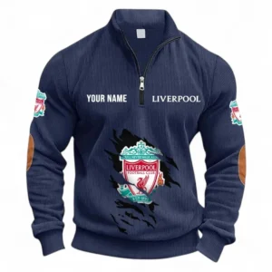 Football Fans Gift Half Zipper Corduroy Sweatshirt, Sweatshirt Exclusive Logo, Custom Name EPL131082825113-Navy Blue