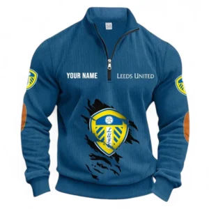 Football Fans Gift Half Zipper Corduroy Sweatshirt, Sweatshirt Exclusive Logo, Custom Name EPL131082825114-Denim Blue